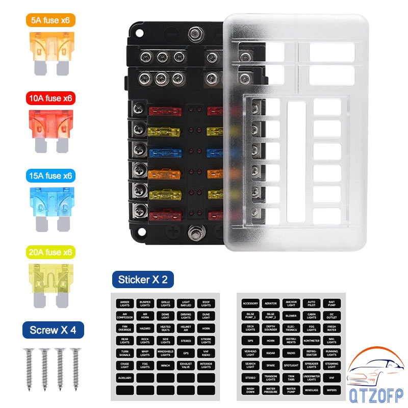 Auto 6 Way 12 Way Fuse Box Plastic Cover Blade 12V 32V Fuse Holder RV ...