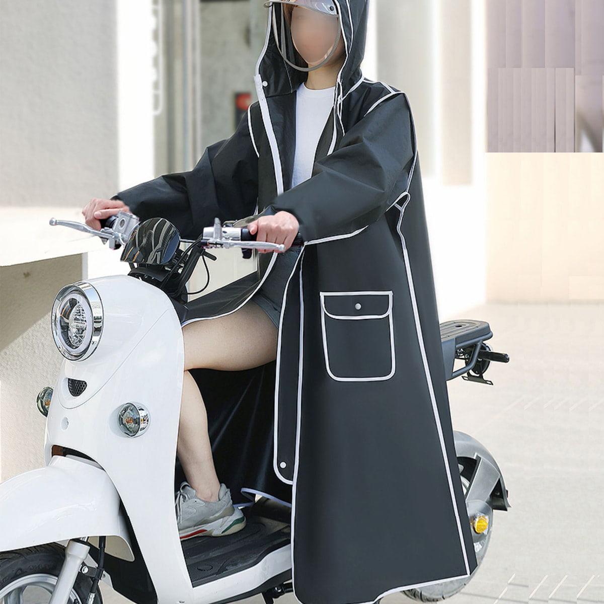 Long electric vehicle raincoat Black 1 pink adult plus long raincoat ...