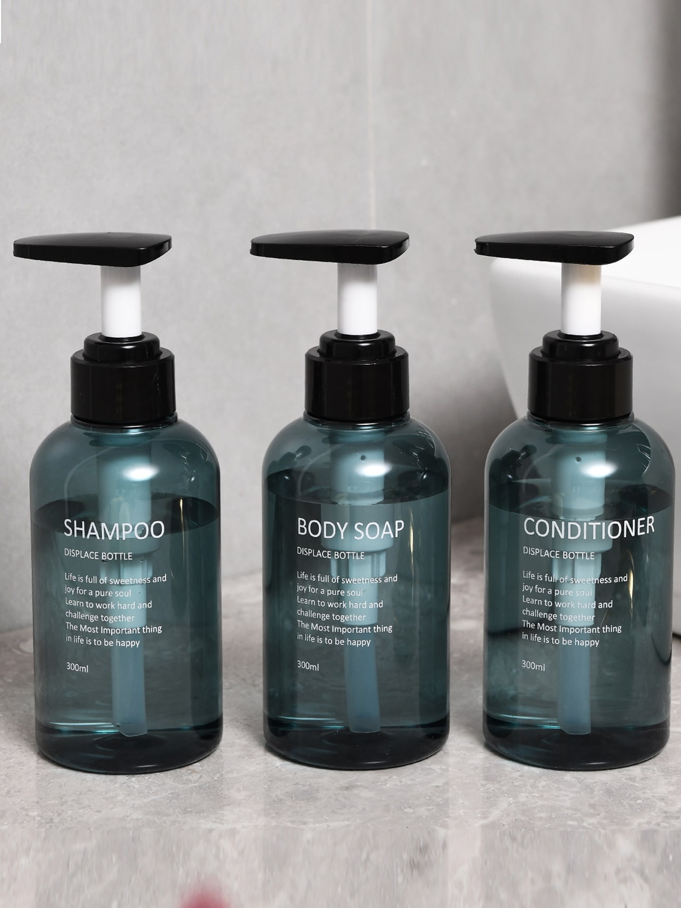 3pcs 300ML Press Lotion Bottle Shampoo Body Wash Conditioner Container ...