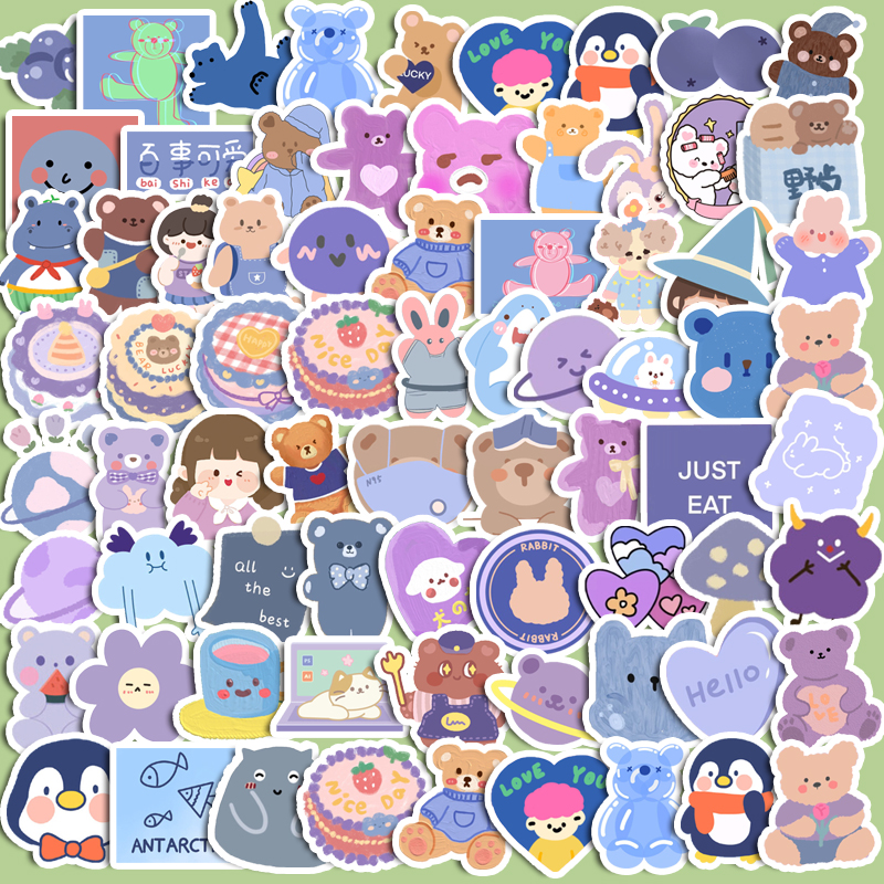 90pcs Cute Grape Bear Stickers Diy Computer Washi Scrapbooking Stickers ...