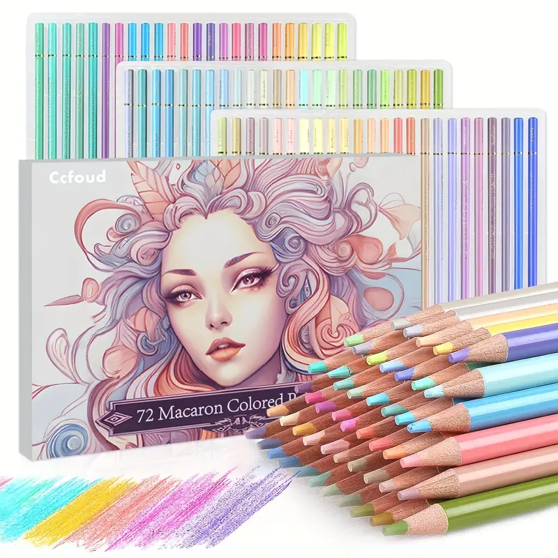 Ccfoud 72 Pcs Pastel Colored Pencils Set Macaron Colors For Adult