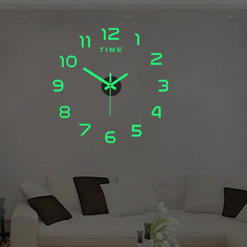 3D Luminous Wall Clock Sticker DIY Digital Stereo Clock for Home and ...