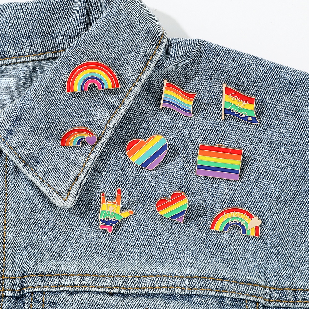 LGBT Pride Brooch Badge Pride Rainbow Gay Pins Flag Tinplate Badge Support Gay Lesbian Bisexual Transgender Symbol Pin Icons Brooch Jewelry Accessories 9 Pcs - View #7