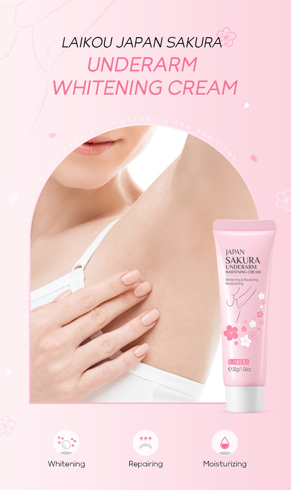 LAIKOU Japan Sakura Underarm Whitening Cream 30gm co 11134202 7qukw leqsoucqbczf0f