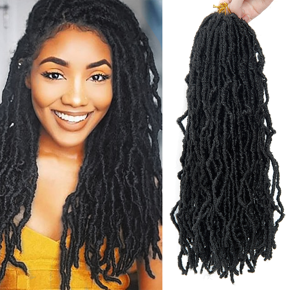 18 Inches Nu Locs Crochet Hair Faux Locs Hair Extension Synthetic Soft ...