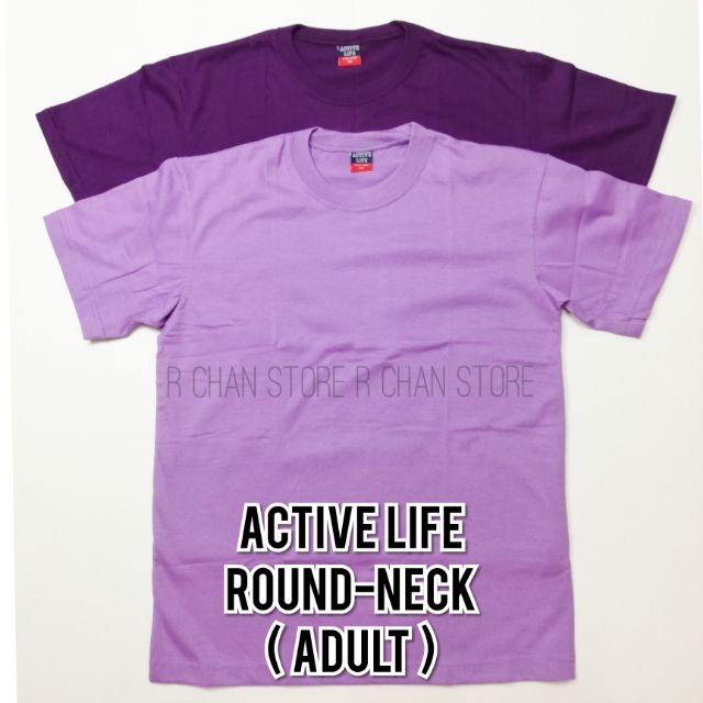 PLAIN COLOR! ROUND NECK T SHIRT ( ACTIVE LIFE) XS TO 3XL!! VIOLET SHADE