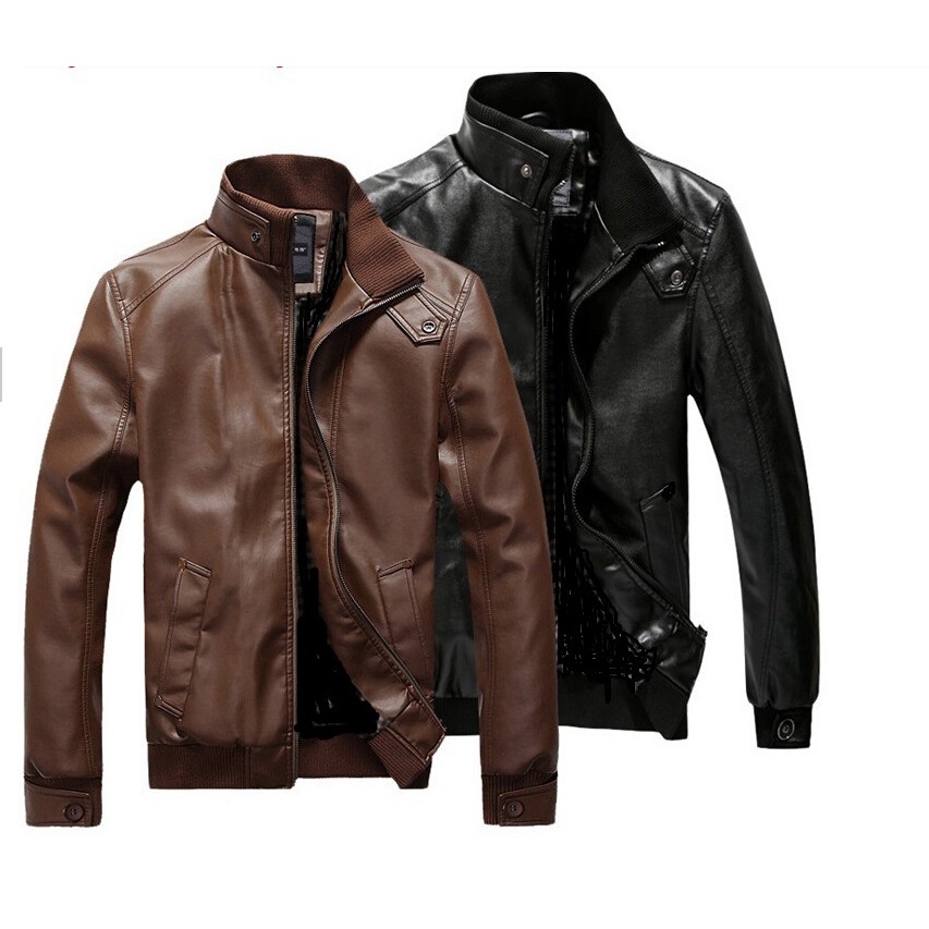Motorcycle Black Leather Jacket Men Leather Jackets Clothing | Shopee ...