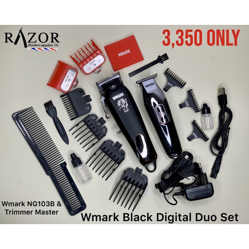 Wmark Black Digital Black Duo Set NG-103B Hair Clipper Trimmer Master ...