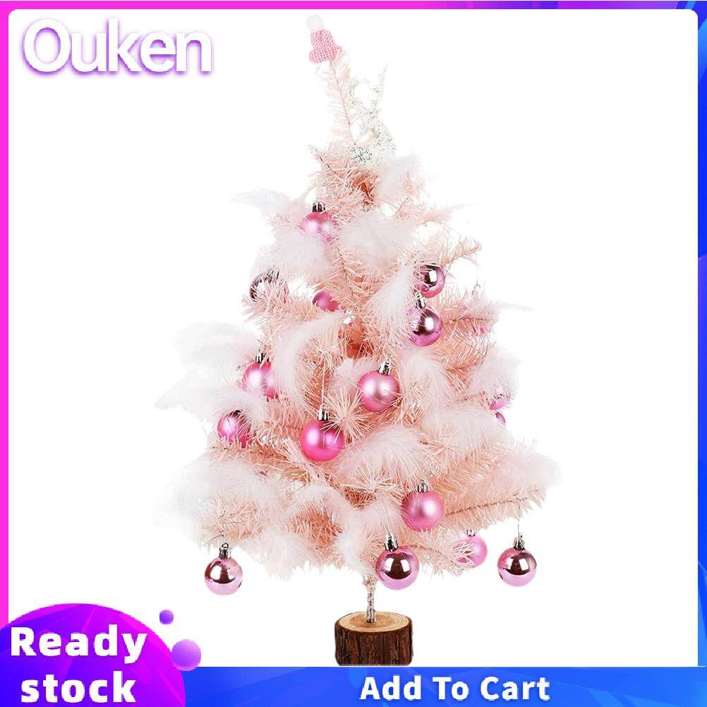 Ouken Artificial Feather Christmas Tree with LED Fairy Lights Mini