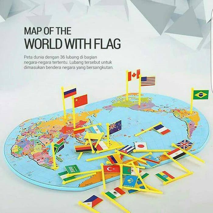 Map of the world with flag children's toy world Map educational toy ...