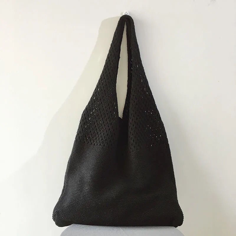 Luxury Shopping Bag Knitting Nylon Shoulder Bag Hollowed Out Designer