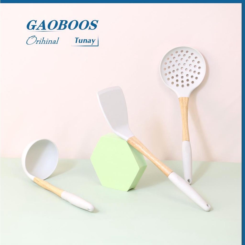 Gaoboos 4pcs Snow White Non Stick Silicone Spatula Colander Spoon Food