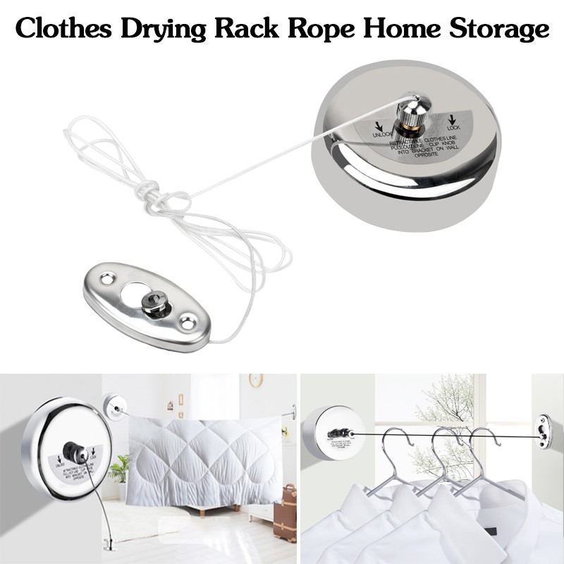 Clothes Drying Rack Rope Home Storage Stainless Steel Retractable ...