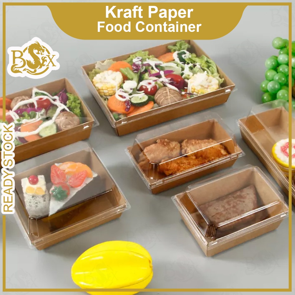 Kraft/White Paper Square and Rectangular Cake Box with Transparent Lid ...