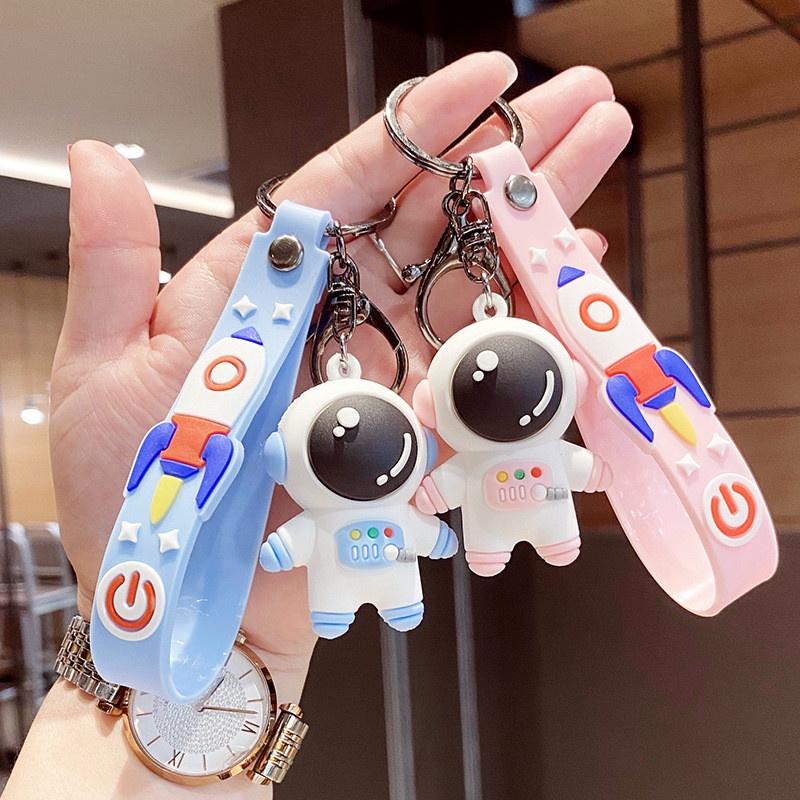 Cartoon Space Astronaut Rocket Planet Keychain Cute 3D Spaceman Figure ...