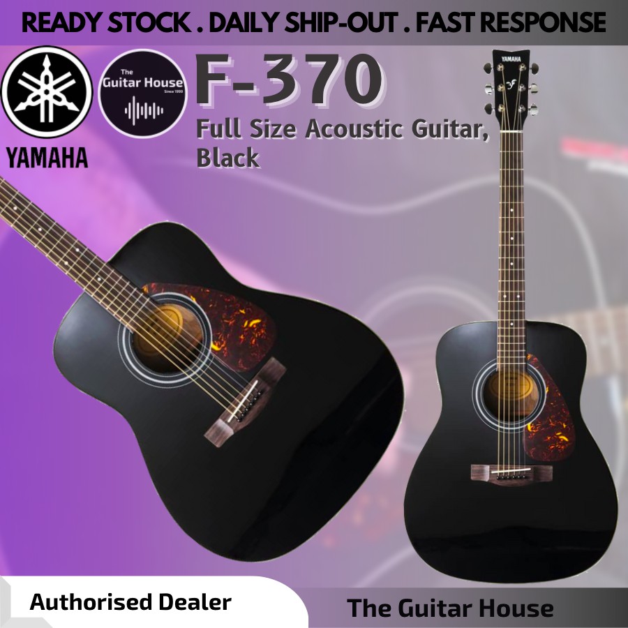 Yamaha F370 Full Size Acoustic Guitar, Black (F370) (F 370) Shopee