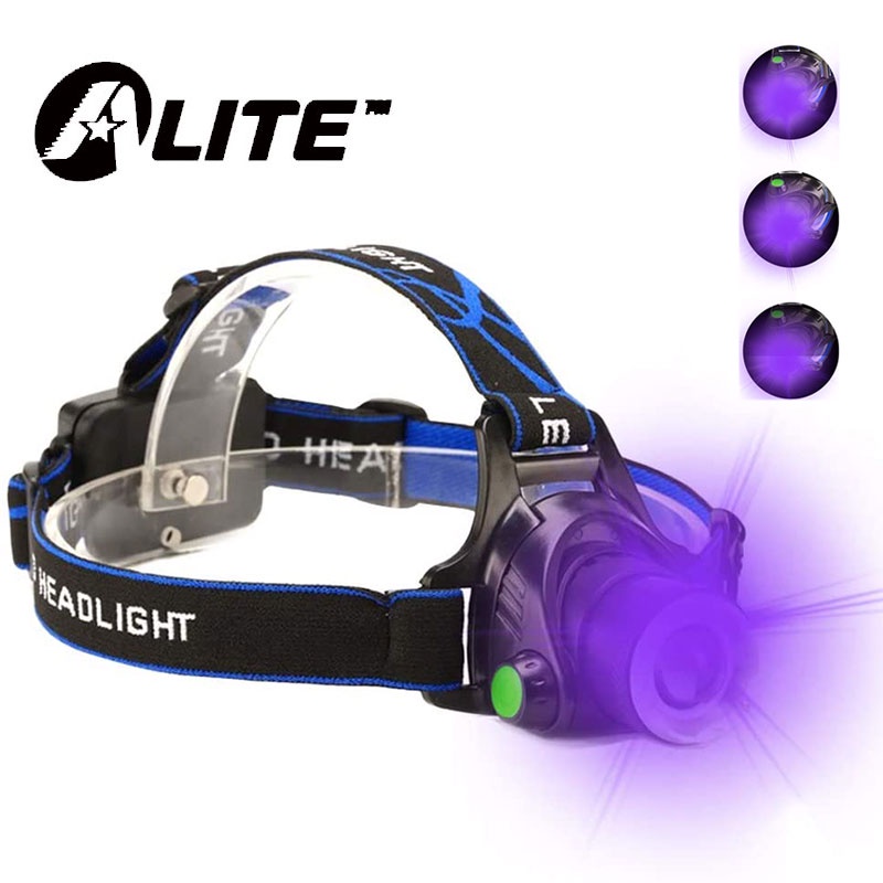 Tactical Blacklight Headlamp UVUltraviolet LED 4 Modes 395410nm