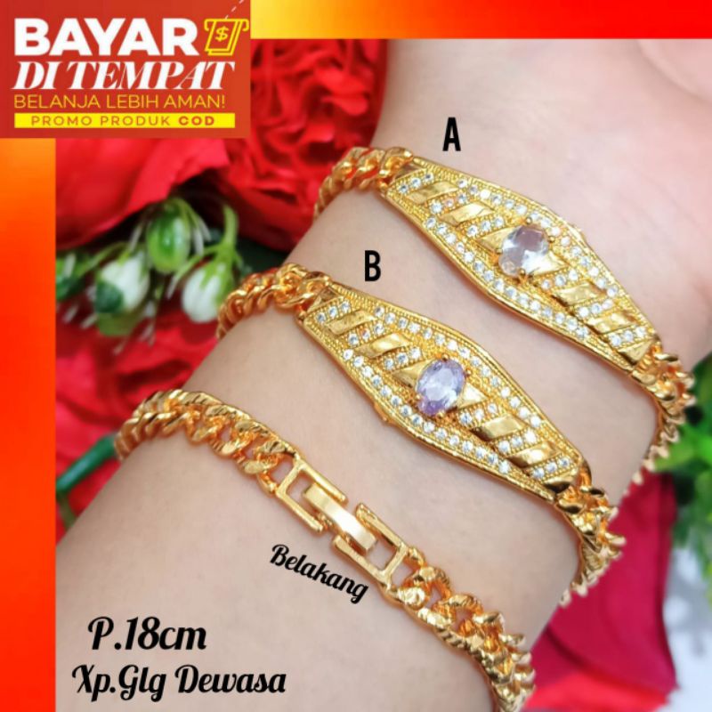 Single Color Gem Plate Bracelet, Korean Gold Jewelry Not Rust Shopee