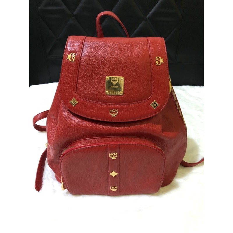 Original MCM Red Backpack made in Germany Shopee Philippines