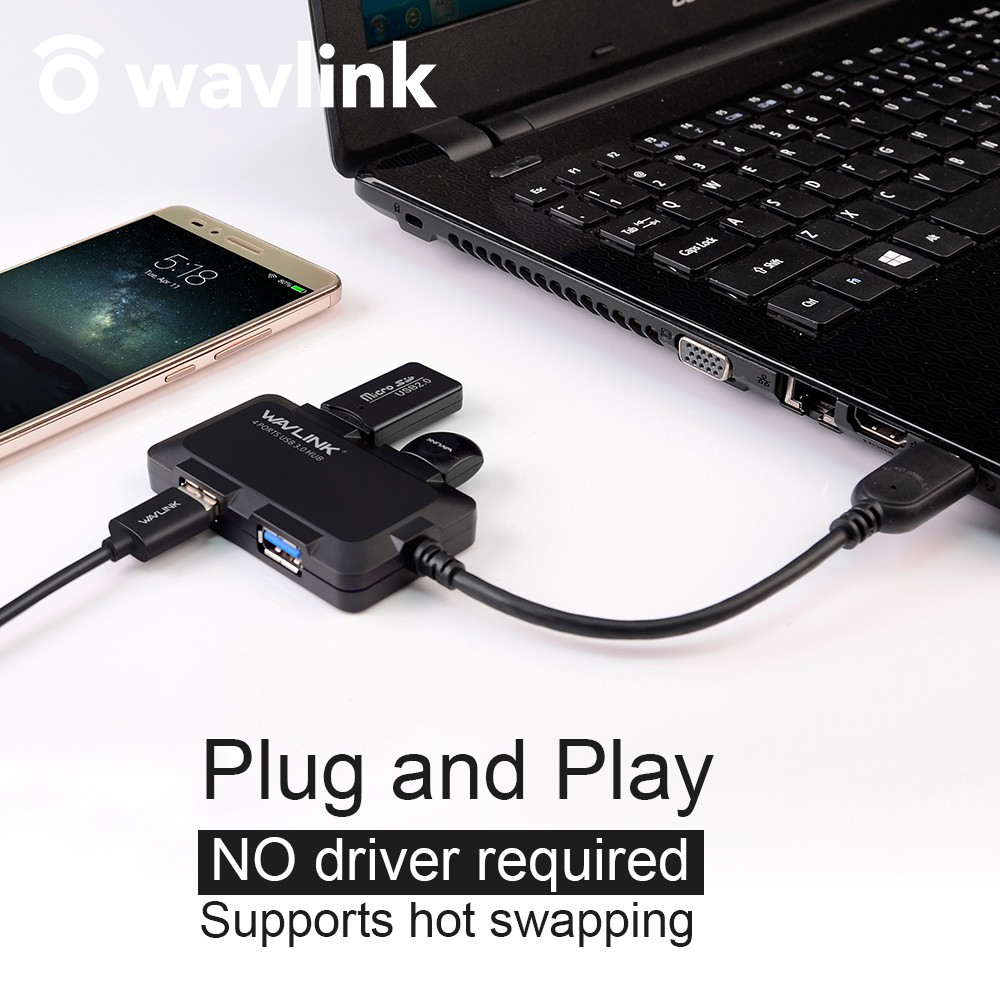 Wavelink Usb Hub Multiple Splitter Ports High Speed Otg Printer For Laptop Pc Shopee