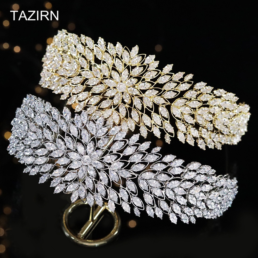 ☃┇New CZ Flowers Headband Hair Jewelry Accessories 5A Cubic Zirconia ...