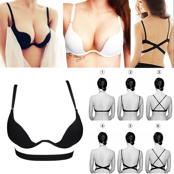 Deep V Low Cut Push Up Sexy Seamless Bra Backless Invisible Plunge Bra  Women Fashion