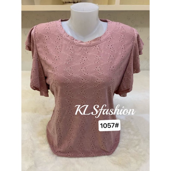 New style Bangkok fashion Eyelet Layered sleeves blouse 1057# | Shopee ...