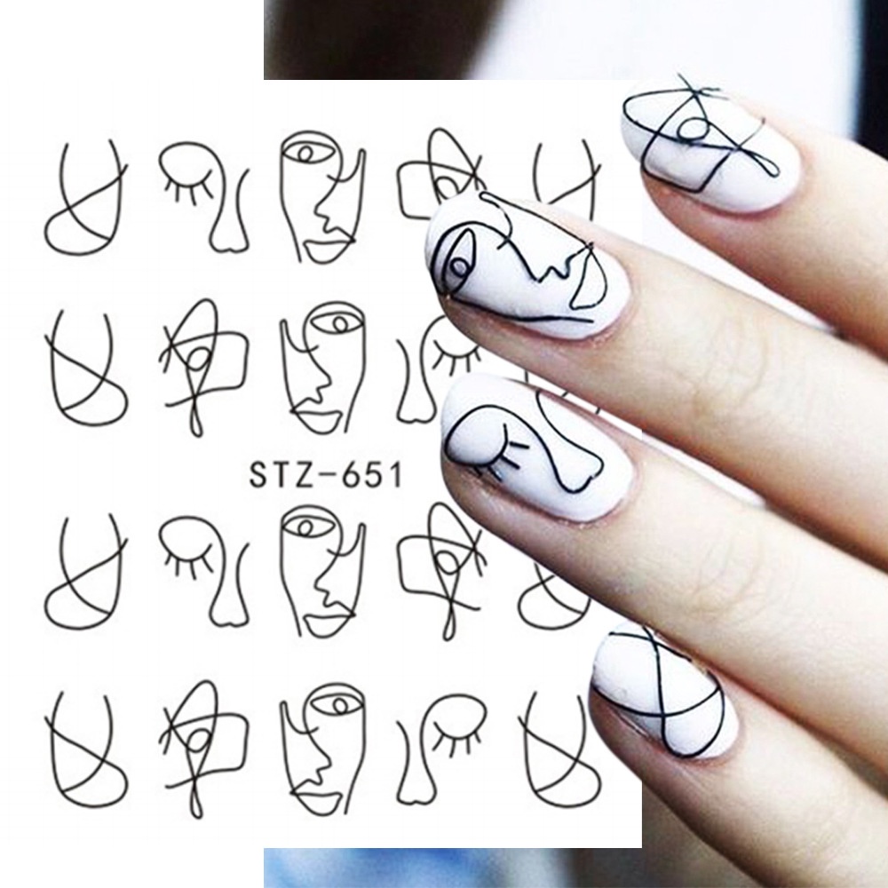 2022 New Nail Art Watermark Sticker Paper Trend Cartoon Line Black ...
