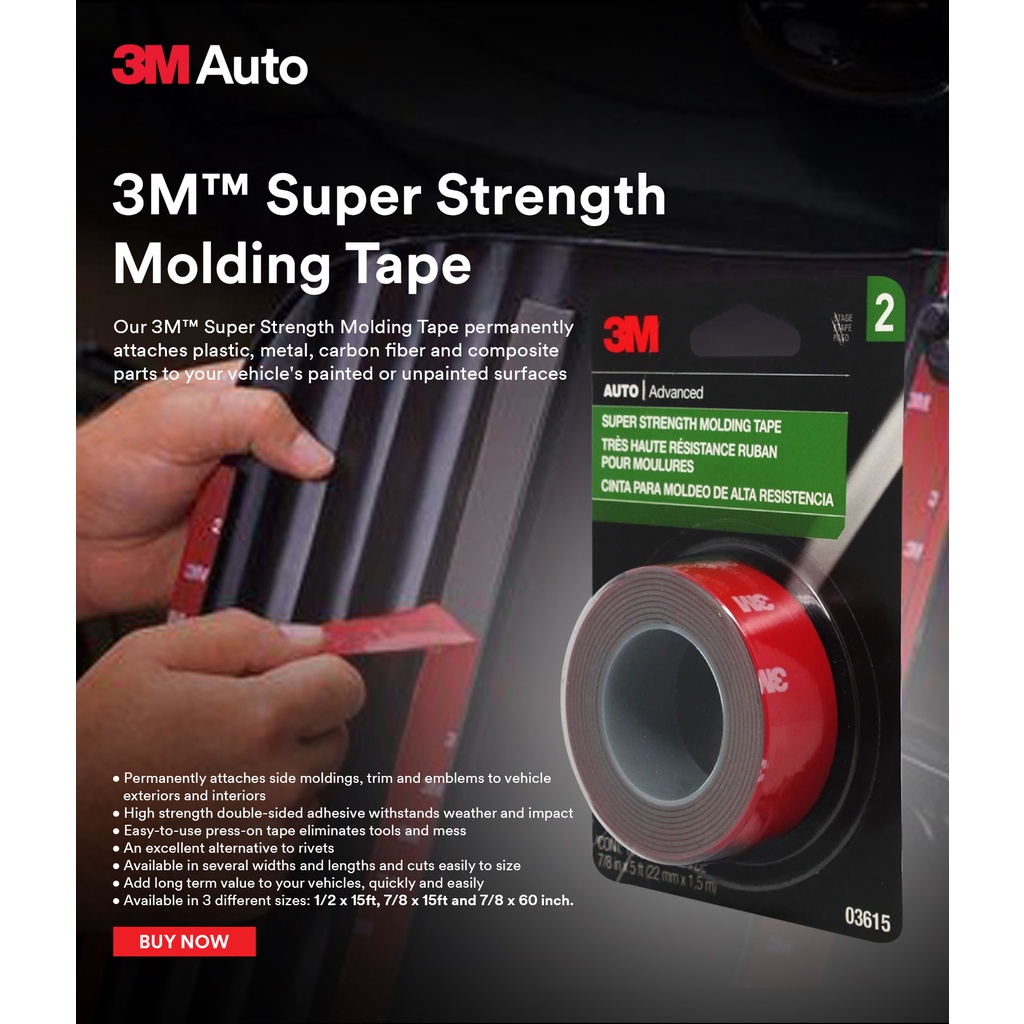 3M Auto Super Strength Moulding Tape 03616 7/8 In X 15 Ft Shopee  Philippines