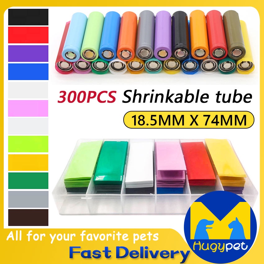 300Pcs PVC Heat Shrink Tubing Tube Wrap Kit For 18650 Battery Flat 18 ...