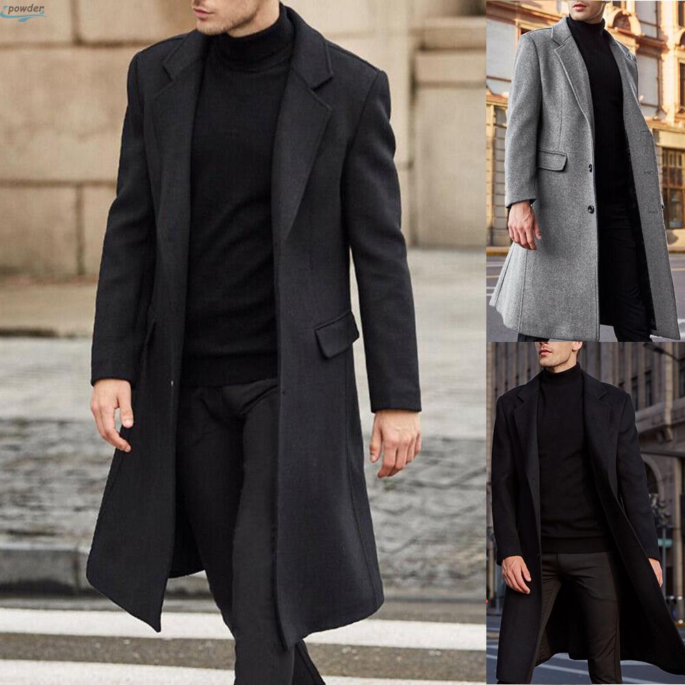 Coat Long Sleeve Men Blazer Winter Business Trench Coat Windbreaker Outwear Overcoat Long Jacket Work Formal Plus size Shopee Philippines