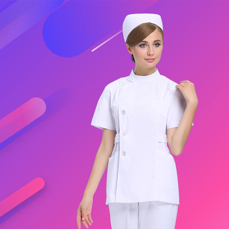 Nurse Uniform Suit White Stand-Up Collar Pink Blue | Shopee Philippines