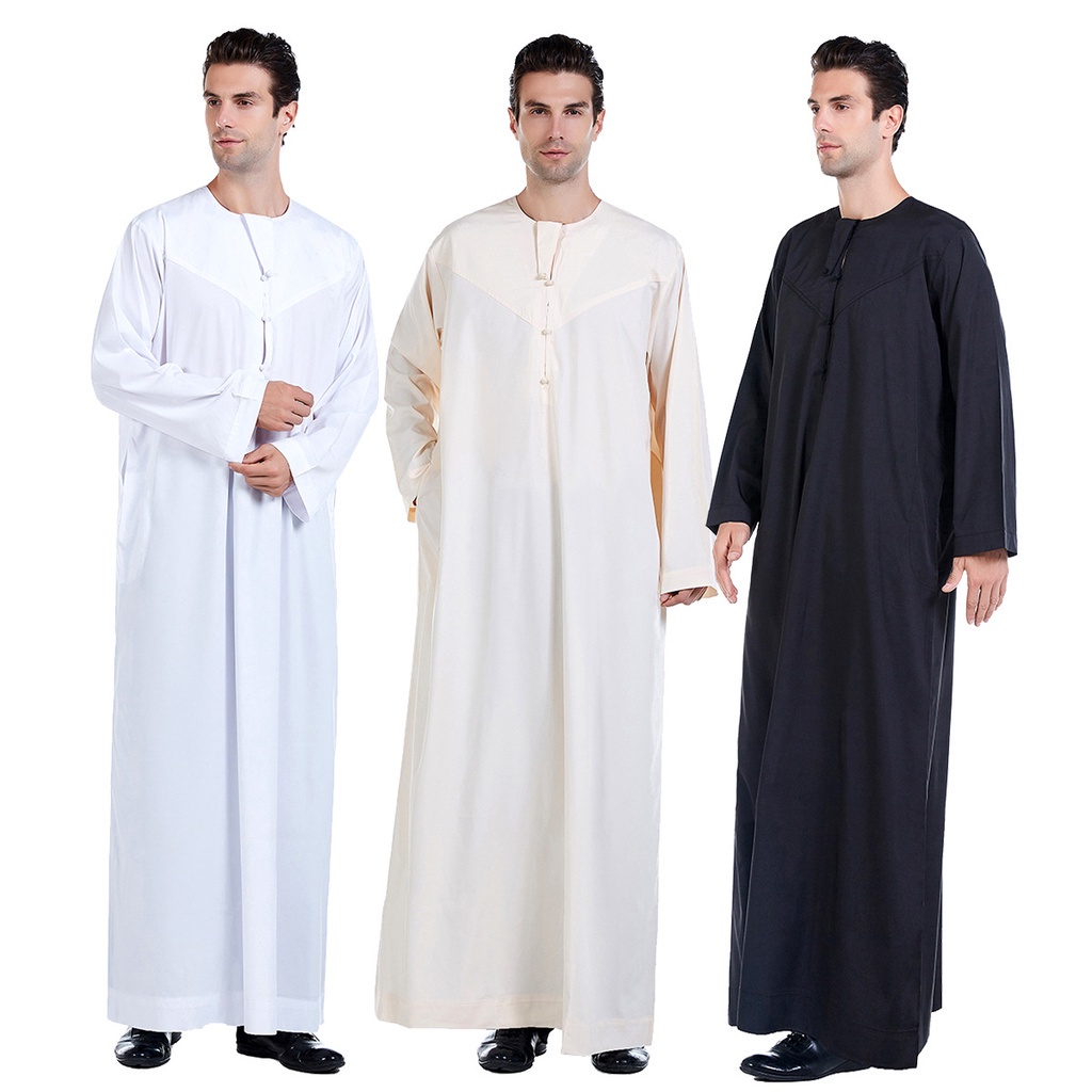 Arab Men's Thawb Thobe Galabeya Saudis Jubbah Muslim Islamic Clothing ...