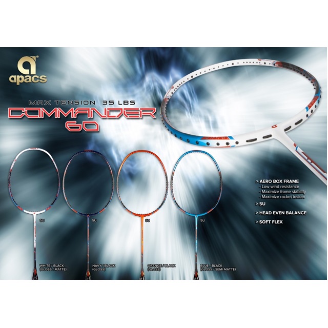 Apacs Commander 60 Series Siap Pasang Tali 4 Knot + Foc Grip Badminton ...