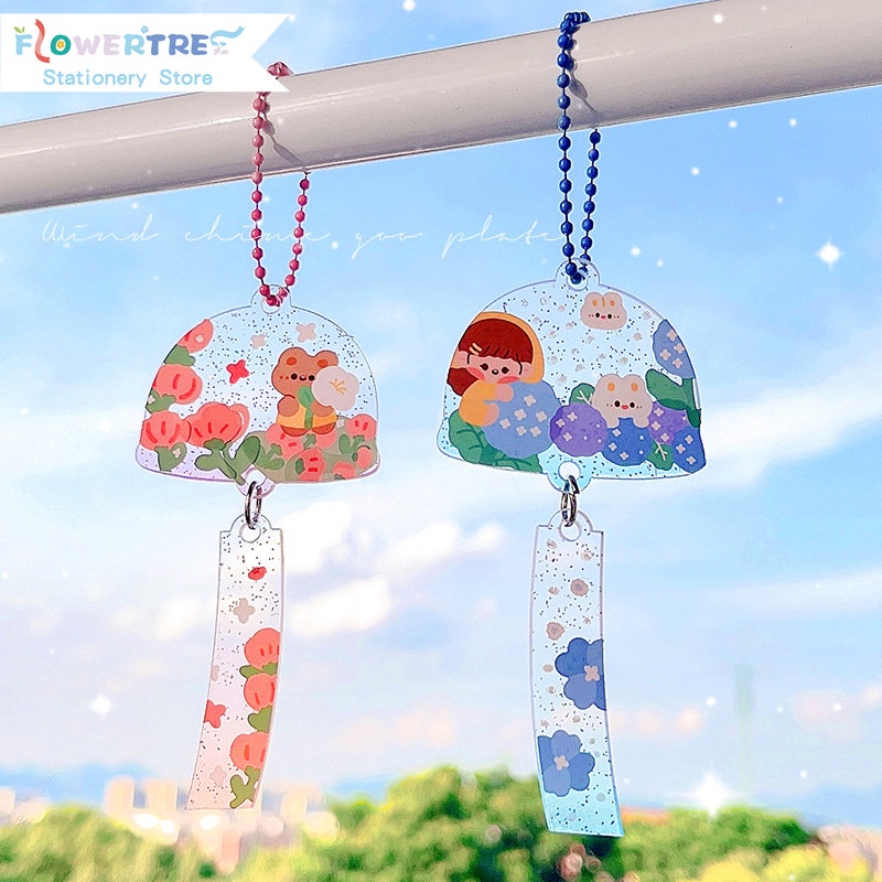 1 Pcs Gradient Wind Chimes Acrylic Keychain Deco DIY Aesthetic Keychain