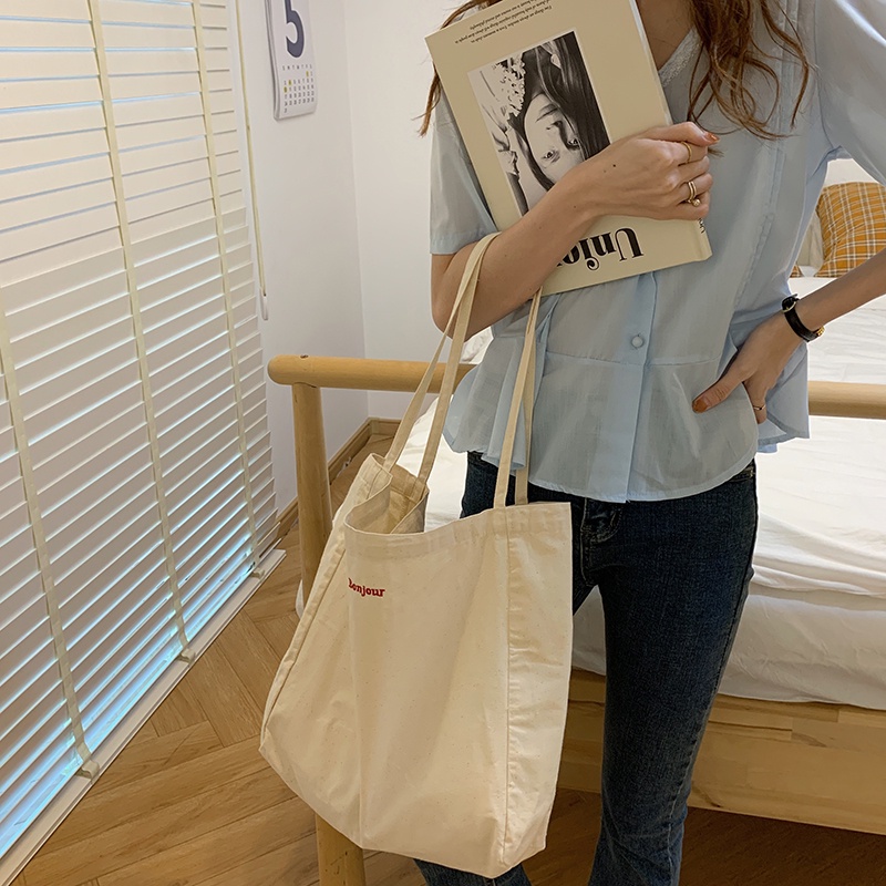 Canvas bag female Korean shoulder bag retro shoulder bag ins college