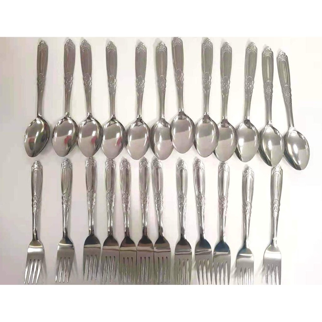 12PCS STAINLESS STEEL SPOON AND FORK 1.5mm THICK / KUTSARA AT TINIDOR