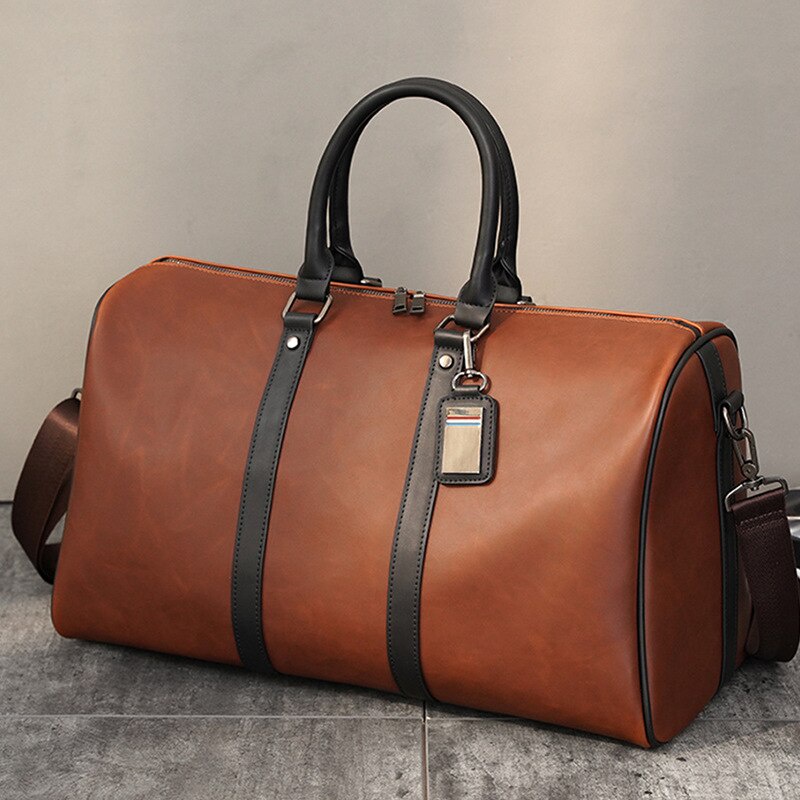 In Stock 2022 Travel bag men crazy horse leather handbag Large capacity Hand luggage bag vintage laptop bag multifunctional Sports bags Shopee Philippines