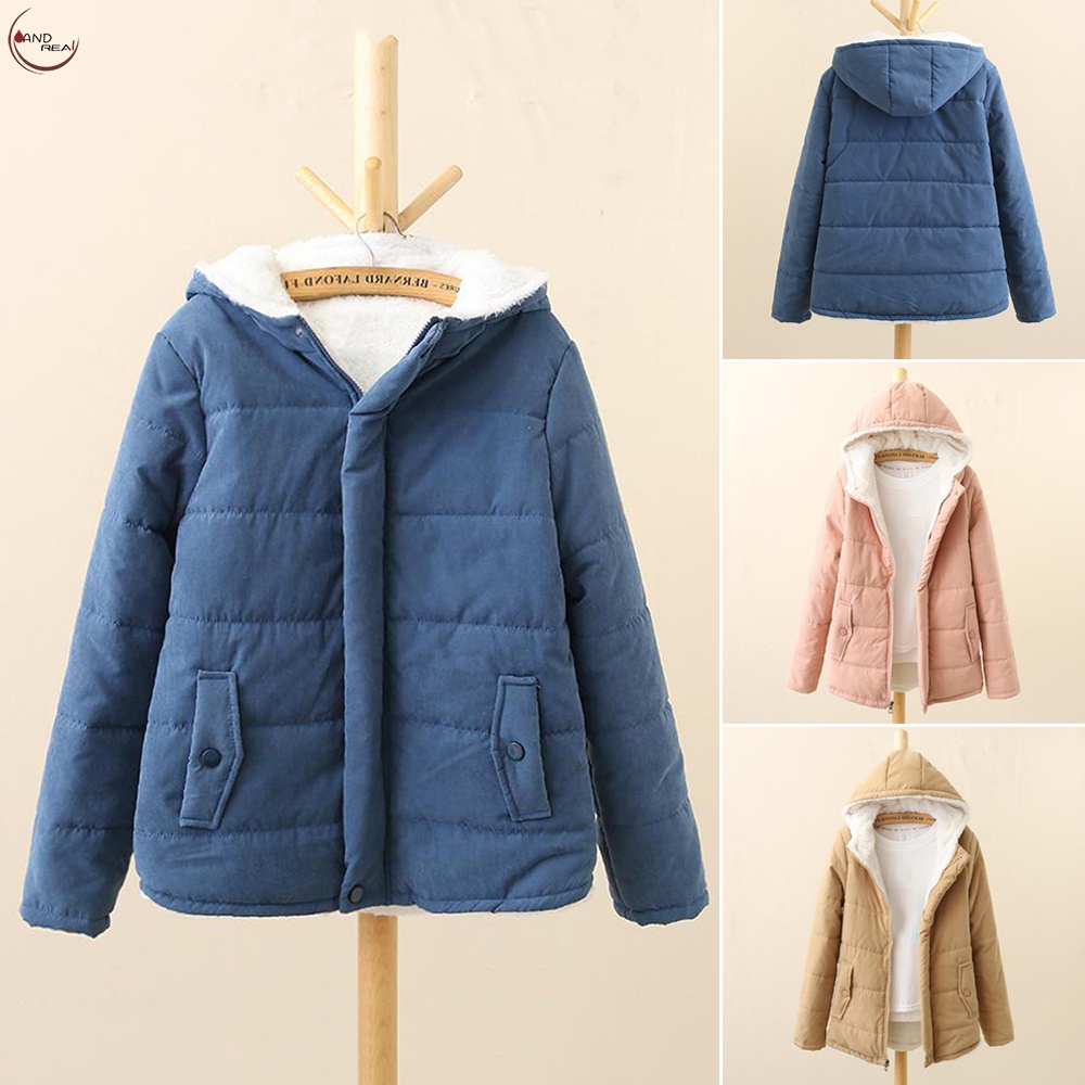 Women's Thick Fleece Lined Winter Jackets Zipper Closure Hip Length