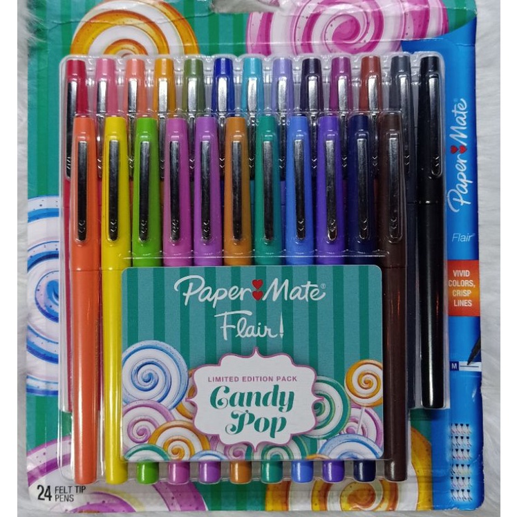 Paper Mate Flair Felt Tip Pens Medium Point Limited Edition Candy Pop Pack 24
