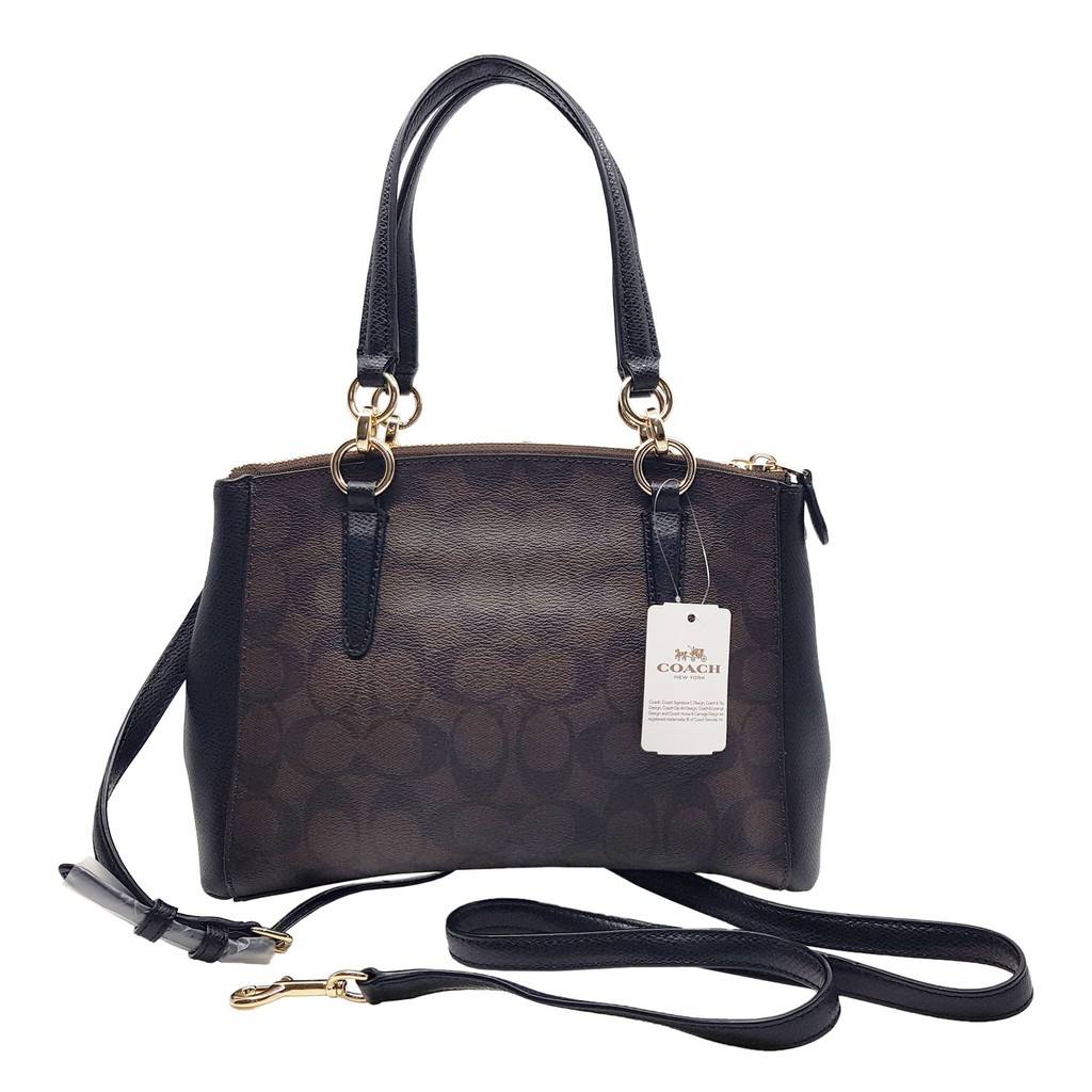 COACH Signature Mini Christie Carryall Bag Crossbody (Brown/Black