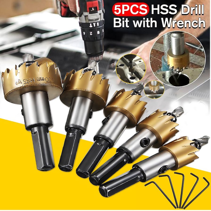 5PCS HSS Drill Bit Hole Saw Tooth Set Stainless Steel Metal Alloy ...