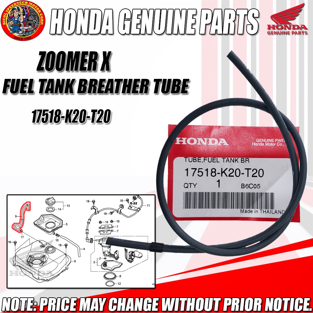 ZOOMER X FUEL TANK BREATHER TUBE (HPI) (Genuine 17518K20T20