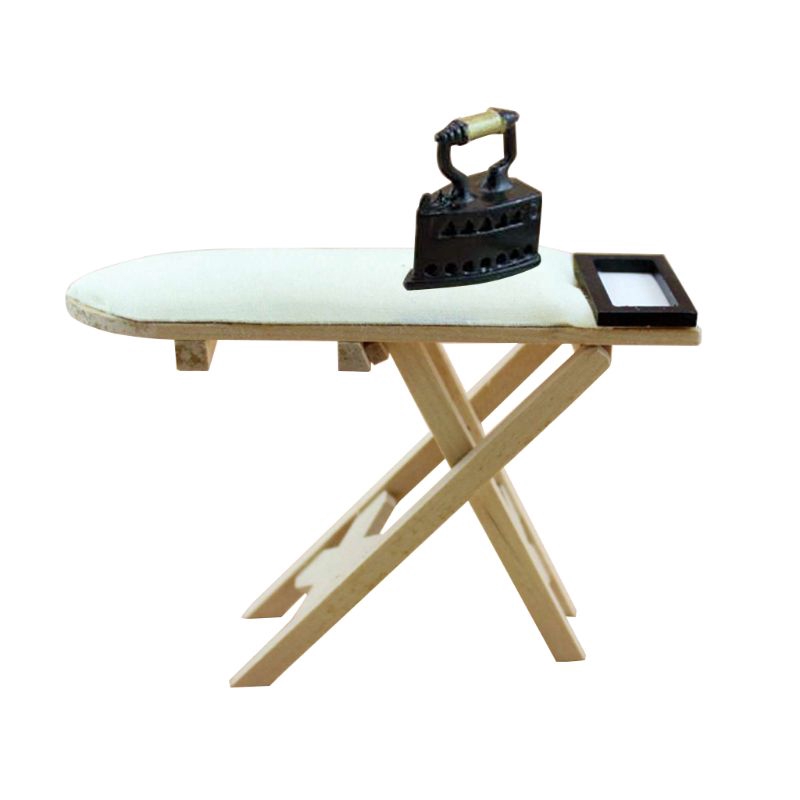 DE Iron Ironing Board Doll House Furniture Miniature Bedroom Table Mini