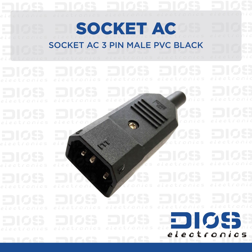 Black PVC 3 PIN MALE AC Socket | Shopee Philippines