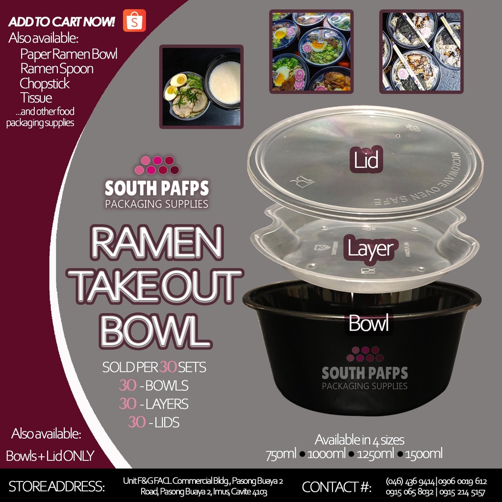 30 SETS RAMEN BOWL / RAMEN TAKE OUT BOWL (BOWL LAYER LID) Shopee