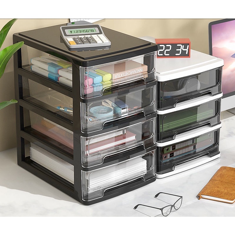 Transparent Office Desktop Storage Box Drawer Cosmetic Storage Cabinet ...