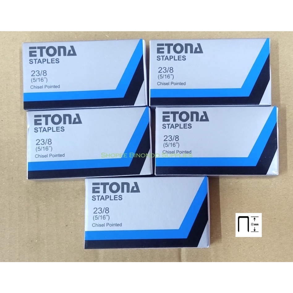 Etona Heavy Duty Staple Wire 23/8 8mm (1000 pieces X 5 box) Shopee
