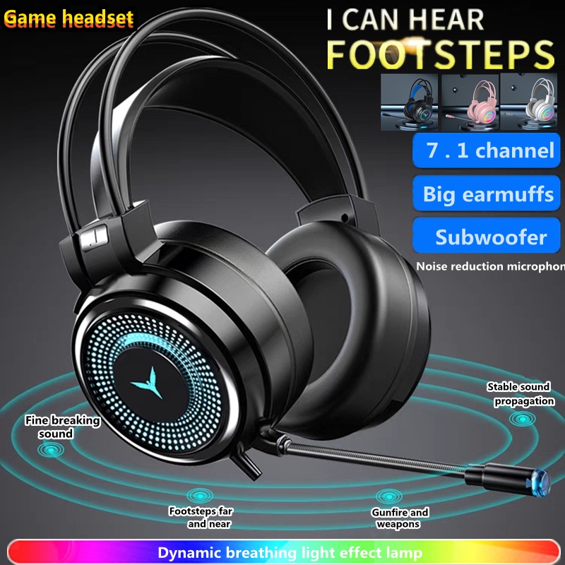 Gaming Headphones LED Wired Headset Noise Canceling With Microphone For ...