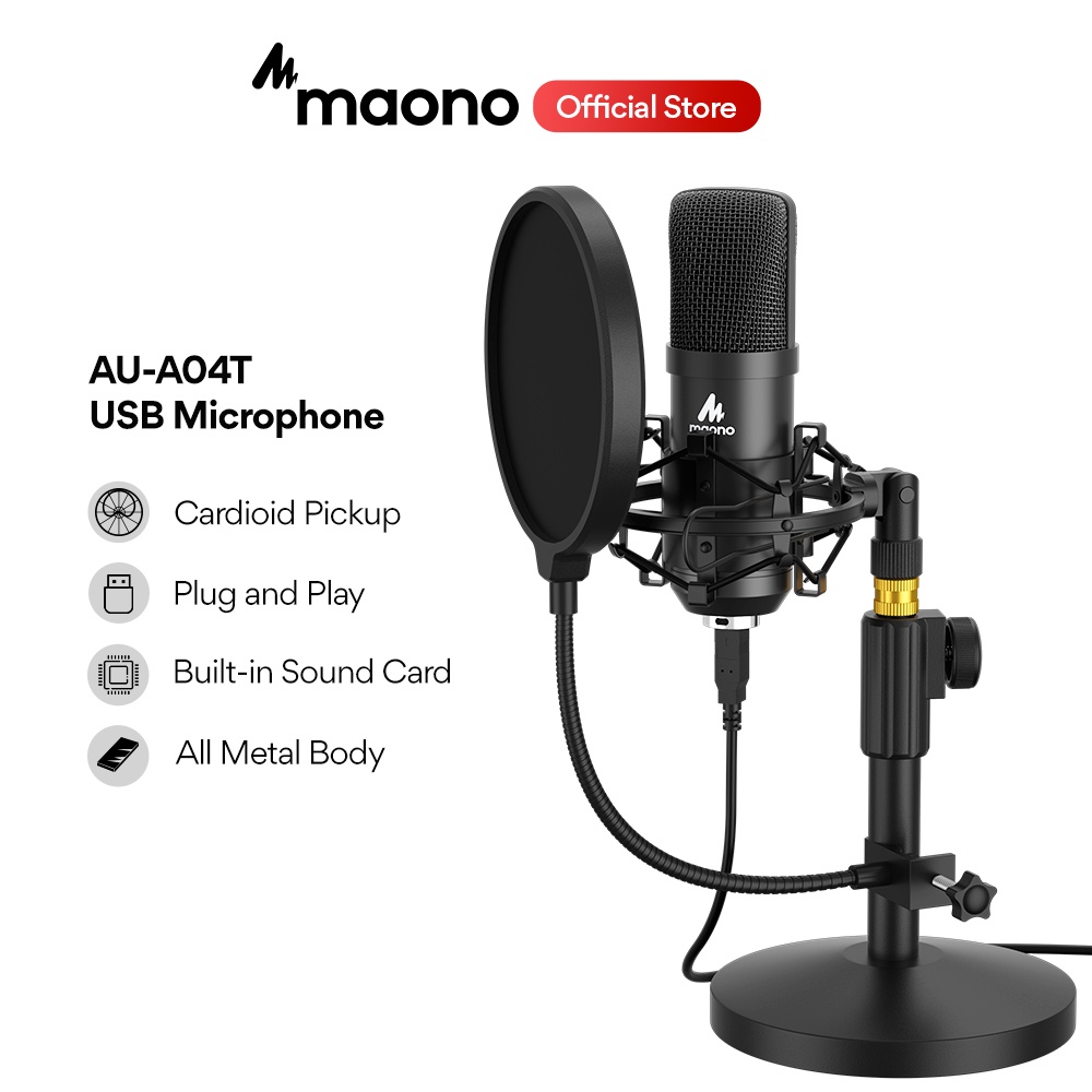 Maono AU-A04T USB Microphone Kit 192KHZ/24BIT Condenser Podcast ...
